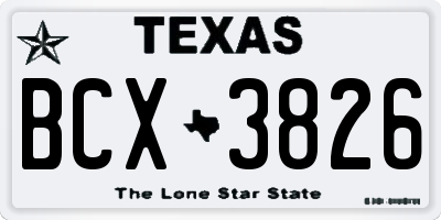 TX license plate BCX3826