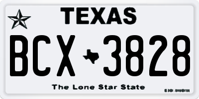 TX license plate BCX3828