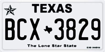 TX license plate BCX3829