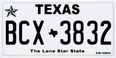 TX license plate BCX3832
