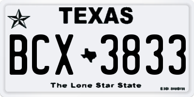 TX license plate BCX3833