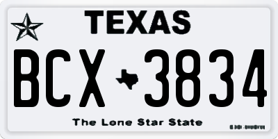TX license plate BCX3834