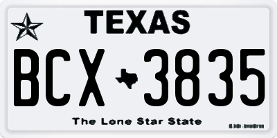 TX license plate BCX3835
