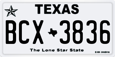 TX license plate BCX3836