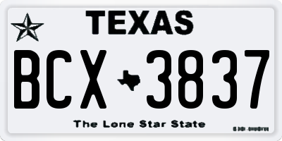 TX license plate BCX3837
