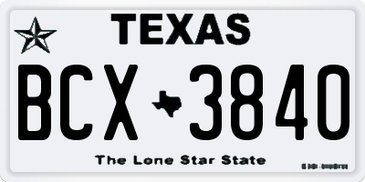TX license plate BCX3840