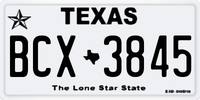 TX license plate BCX3845