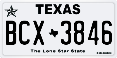 TX license plate BCX3846