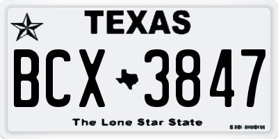 TX license plate BCX3847