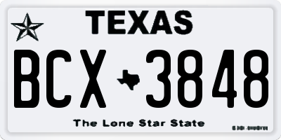 TX license plate BCX3848