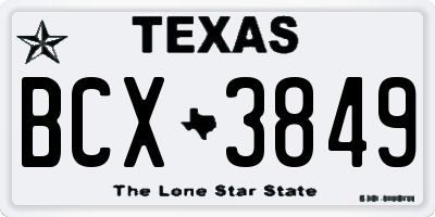 TX license plate BCX3849