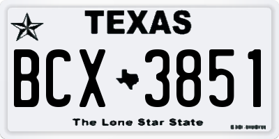 TX license plate BCX3851