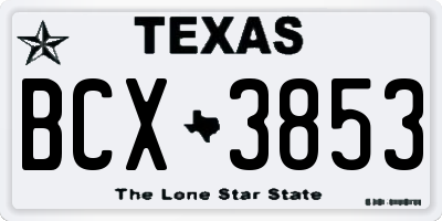TX license plate BCX3853
