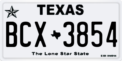 TX license plate BCX3854