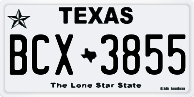 TX license plate BCX3855