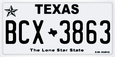 TX license plate BCX3863