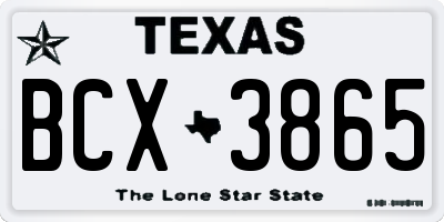 TX license plate BCX3865