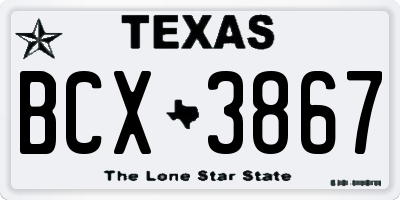 TX license plate BCX3867