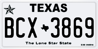 TX license plate BCX3869