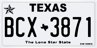 TX license plate BCX3871