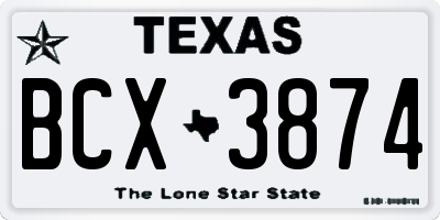 TX license plate BCX3874