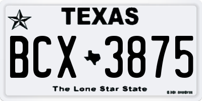 TX license plate BCX3875