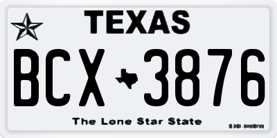 TX license plate BCX3876