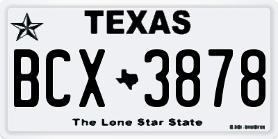 TX license plate BCX3878