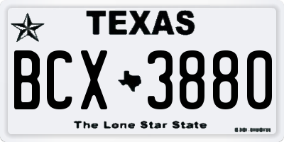 TX license plate BCX3880