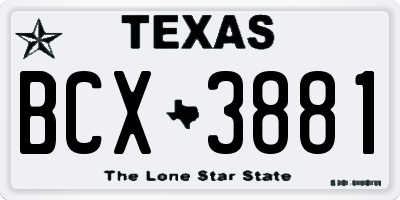 TX license plate BCX3881
