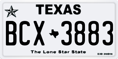 TX license plate BCX3883