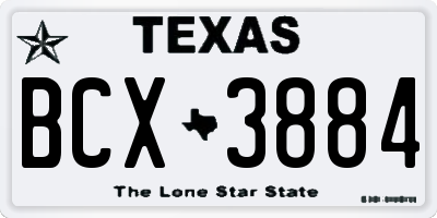 TX license plate BCX3884