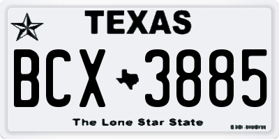 TX license plate BCX3885