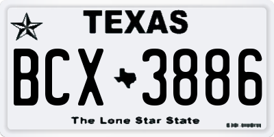 TX license plate BCX3886