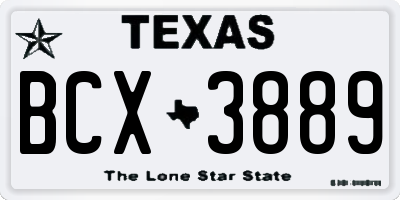 TX license plate BCX3889
