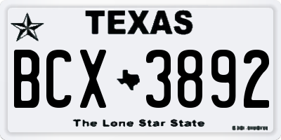 TX license plate BCX3892