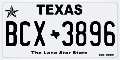 TX license plate BCX3896