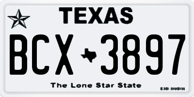 TX license plate BCX3897