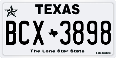 TX license plate BCX3898