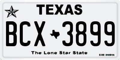 TX license plate BCX3899