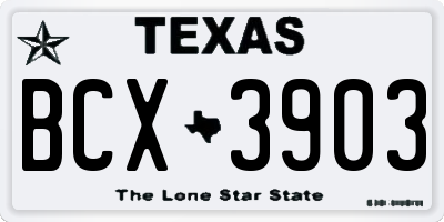 TX license plate BCX3903