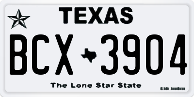 TX license plate BCX3904