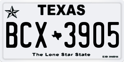 TX license plate BCX3905