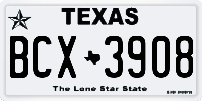 TX license plate BCX3908