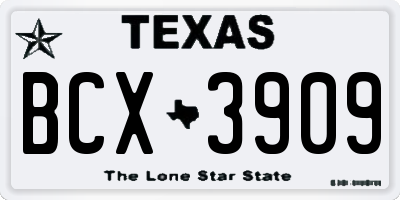 TX license plate BCX3909
