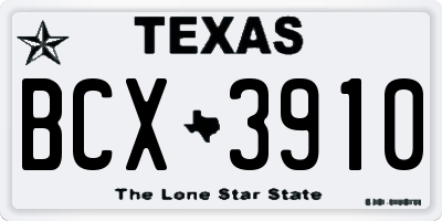 TX license plate BCX3910