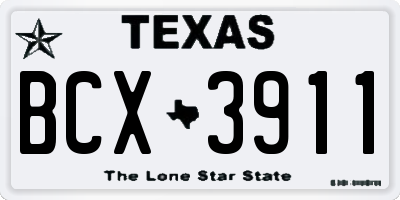 TX license plate BCX3911