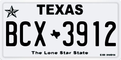 TX license plate BCX3912