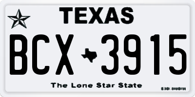 TX license plate BCX3915