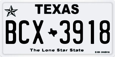 TX license plate BCX3918
